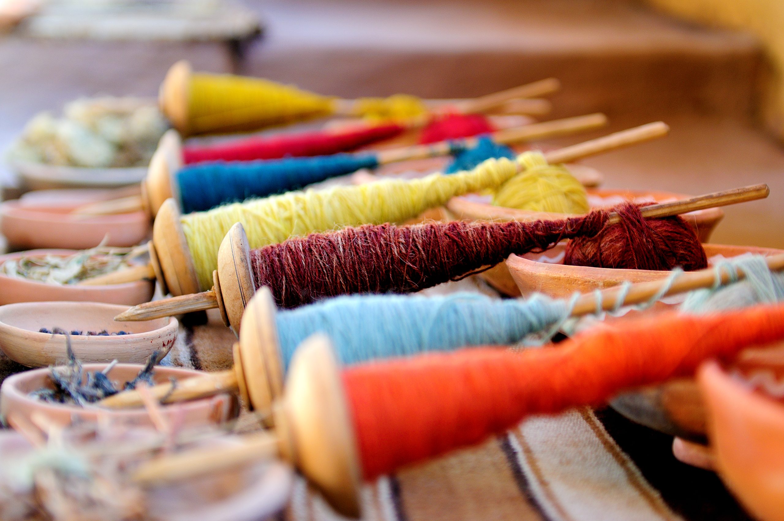 Colored yarn in the house.